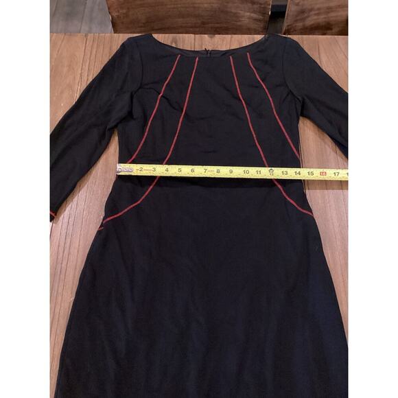 David Meister Black red stitch detail Knee Length sheath Dress 3/4 Sleeves 10 - Picture 10 of 12